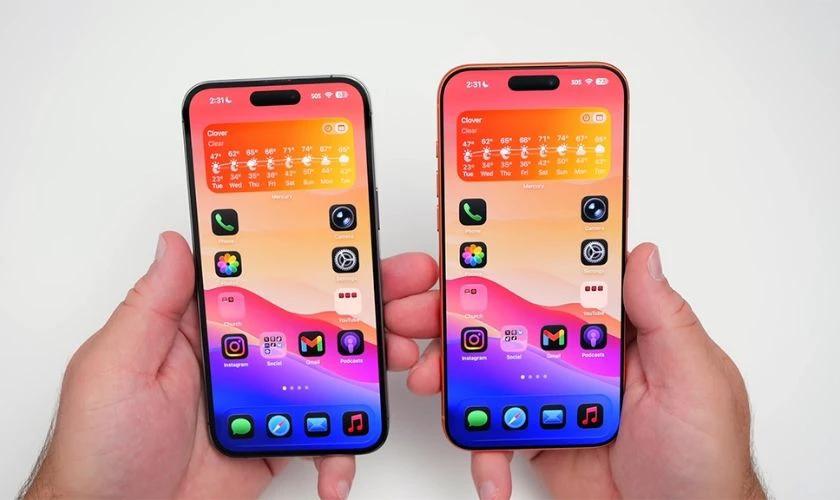 So sánh iPhone 14 Pro Max và 17 Pro Max về màn hình