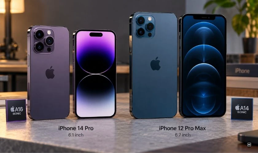 iPhone 12 Pro Max có ba camera 12MP gồm camera chính, góc siêu rộng và tele