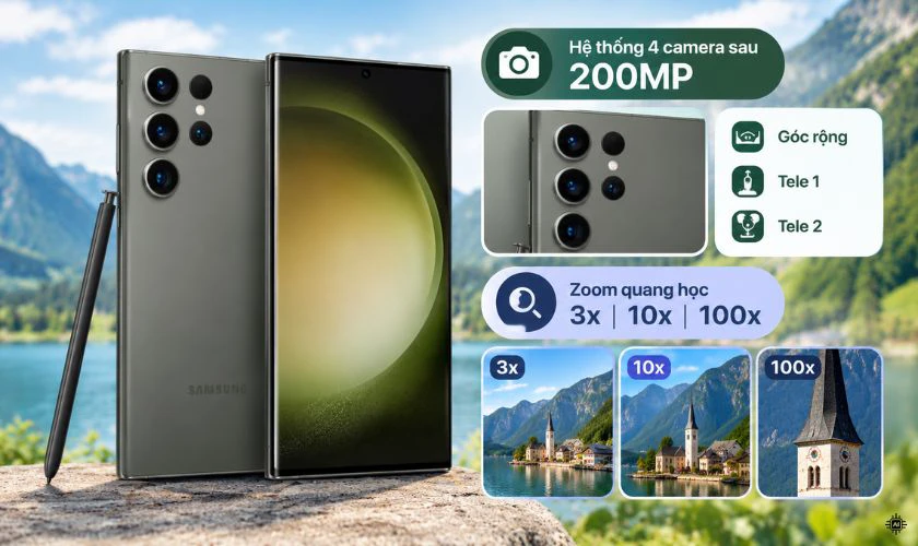 S23 Ultra sở hữu hệ thống camera đa dụng, cảm biến lên đến 200MP