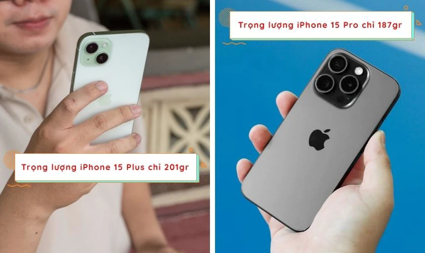 15 Pro nhẹ hơn 15 Plus