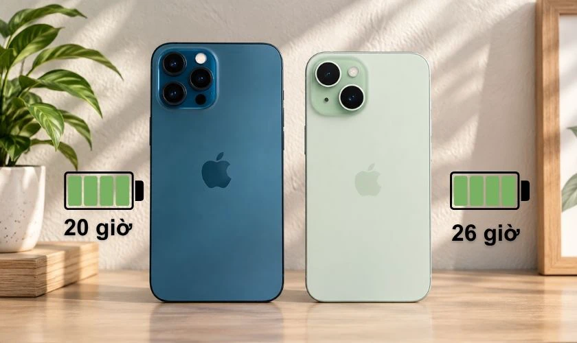 So sánh iPhone 12 Pro Max và 15 Plus về sạc