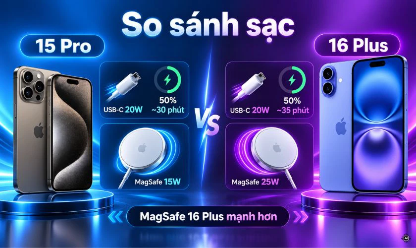 Cả hai đều hỗ trợ sạc nhanh USB-C với củ sạc từ 20W trở lên