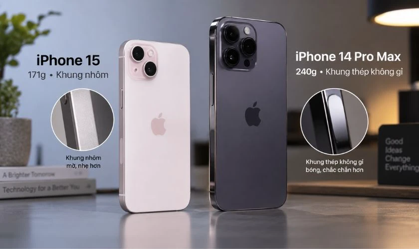 So sánh iPhone 15 và 14 Pro Max chi tiết
