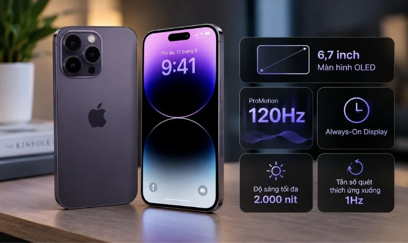 iPhone 14 Pro Max sử dụng màn hình OLED 6,7 inch