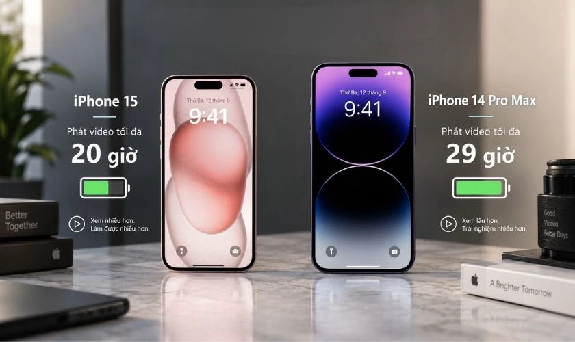 Về pin sạc: iPhone 14 Pro Max có thời lượng lâu hơn