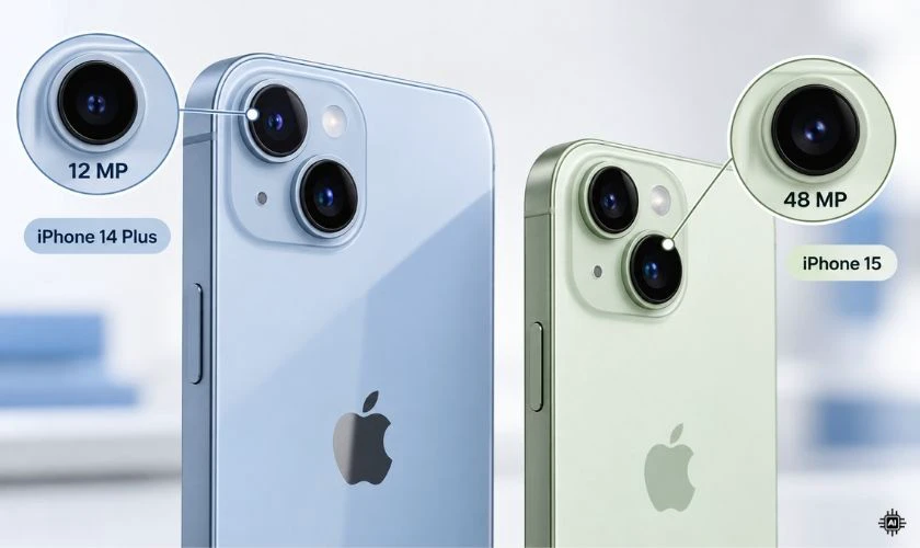 iPhone 14 Plus sở hữu camera chính 12MP và camera góc siêu rộng 12MP