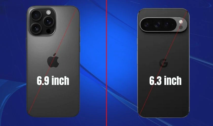 So sánh iPhone 16 Pro Max và Google Pixel 9 Pro về kích thước màn hình