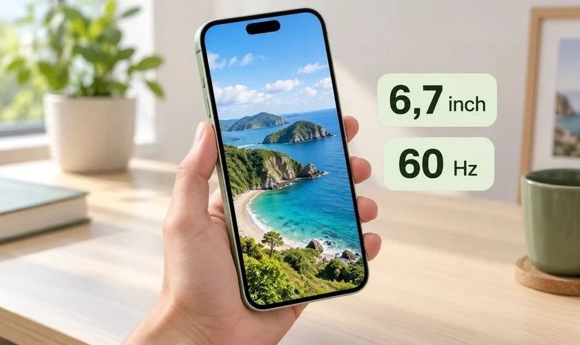 iPhone 15 Plus được trang bị màn hình OLED Super Retina XDR kích thước 6,7 inch