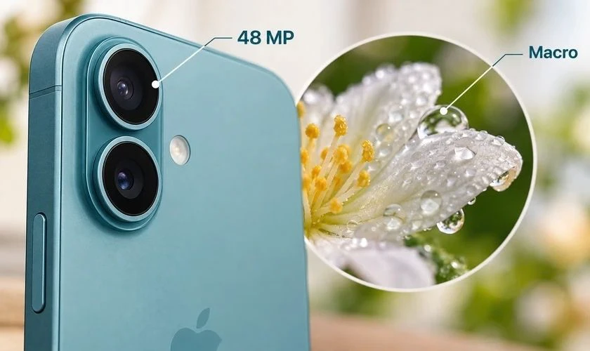 iPhone 16 cũng có camera Fusion 48MP và camera góc siêu rộng 12MP