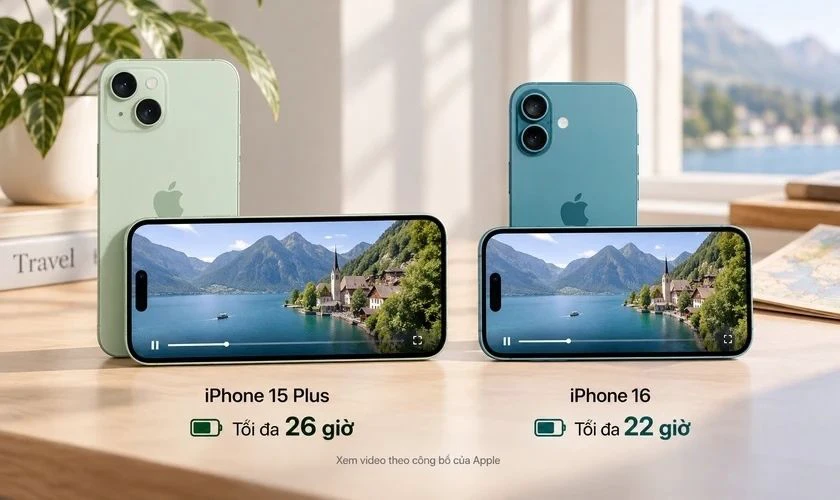 So sánh iPhone 15 Plus và 16 về pin