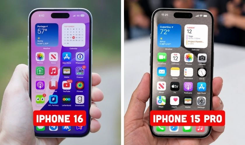 So sánh iPhone 16 và 15 Pro chi tiết về màn hình