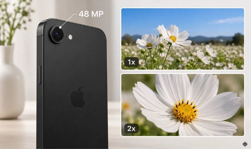 iPhone 16e sử dụng camera Fusion 48MP với khả năng zoom 2x