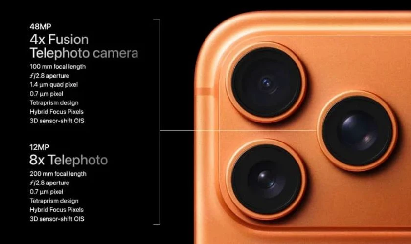 iPhone 17 Pro và 17 Pro Max cùng được trang bị hệ thống 3 camera 48MP Fusion