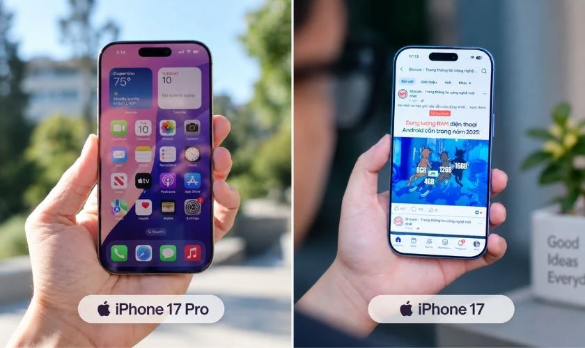 So sánh iPhone 17 và 17 Pro về màn hình mới