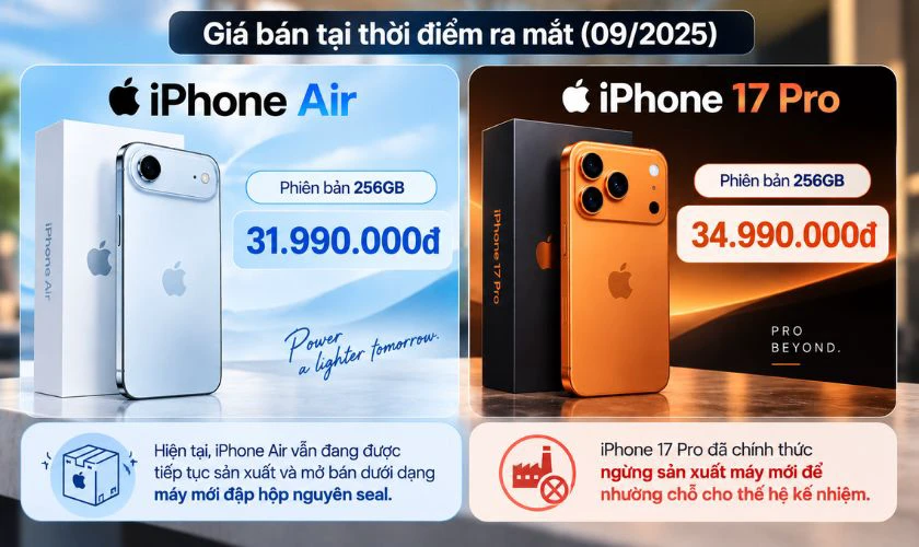 iPhone Air có mức giá dễ tiếp cận hơn iPhone 17 Pro