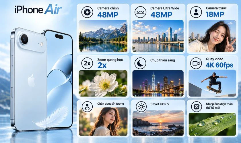 So sánh iPhone 17 Pro và iPhone Air về camera