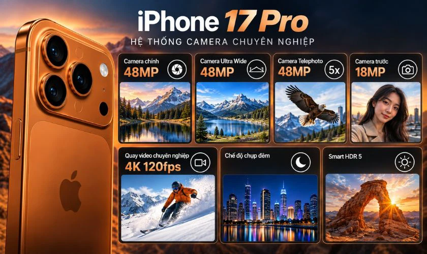 iPhone 17 Pro nổi bật với hệ thống 3 camera 48MP