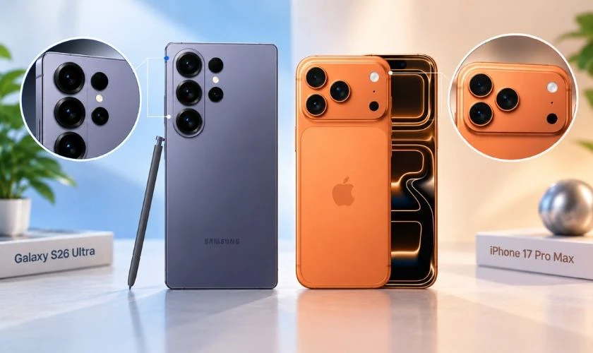 So sánh S26 Ultra và iPhone 17 Pro Max về thiết kế