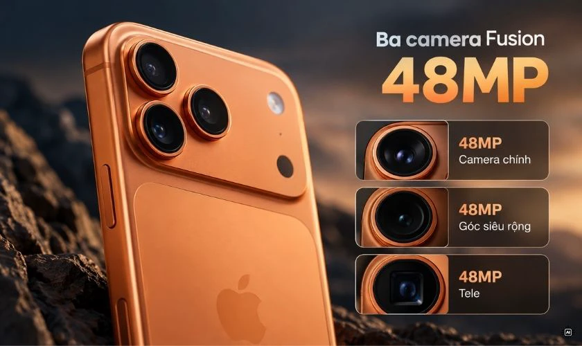 iPhone 17 Pro Max sở hữu ba camera Fusion 48MP
