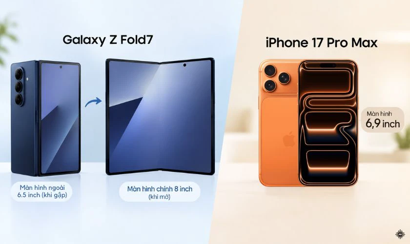 So sánh Samsung Galaxy Z Fold 7 và iPhone 17 Pro Max về thiết kế