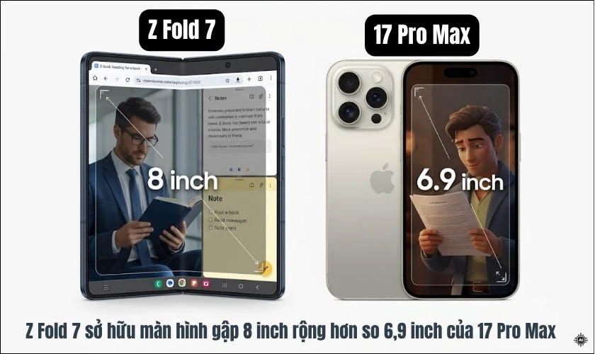 So sánh Samsung Galaxy Z Fold 7 và iPhone 17 Pro Max về màn hình