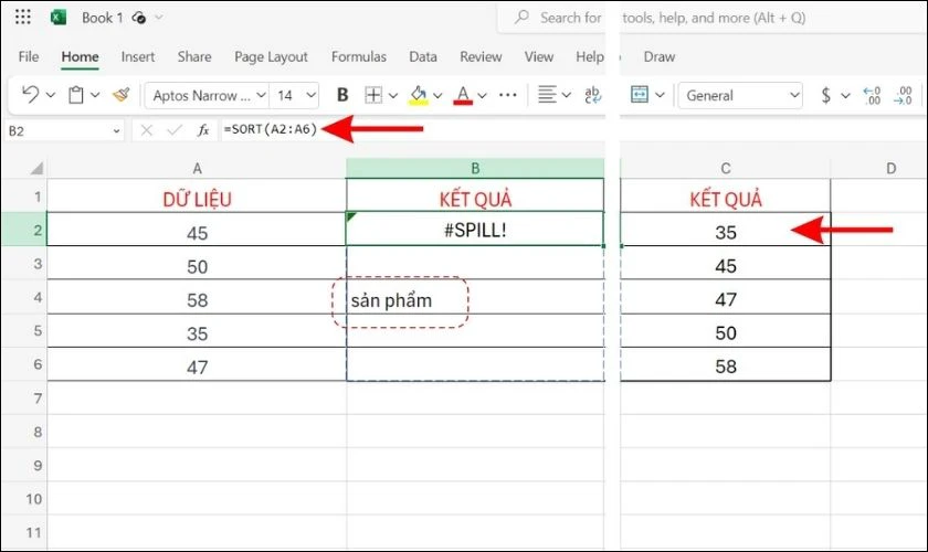 C&aacute;ch sửa lỗi #SPILL trong Excel - Loại bỏ c&aacute;c &ocirc; bị chặn