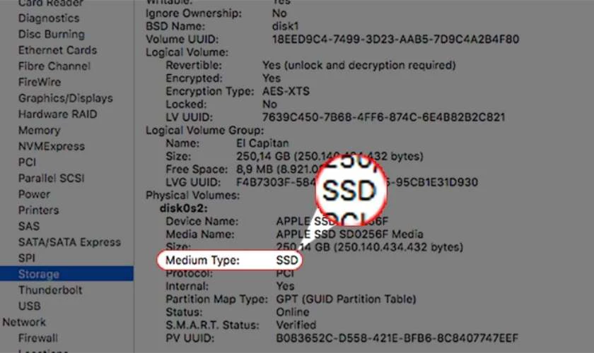 Chọn Storage trong System Report