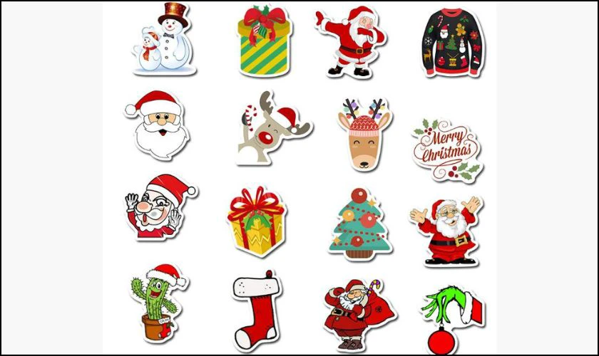 Sticker Gi&aacute;ng sinh c&aacute;c biểu tượng Noel đẹp