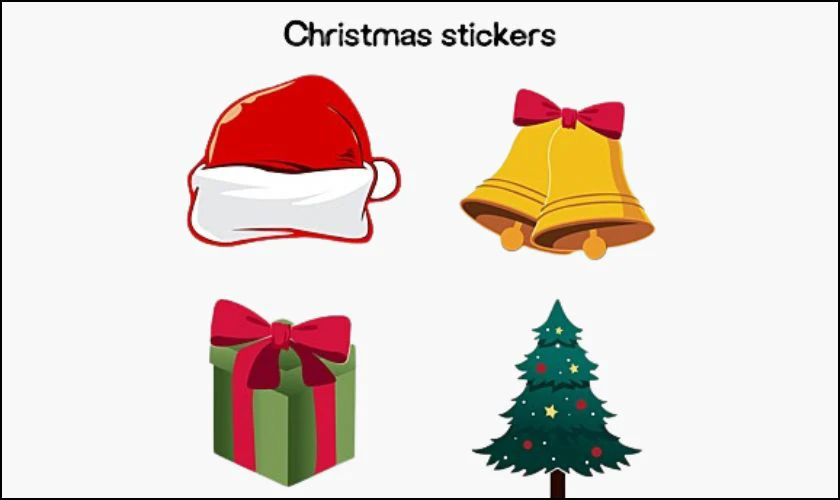 Sticker Gi&aacute;ng sinh c&aacute;c biểu tượng Noel đơn giản