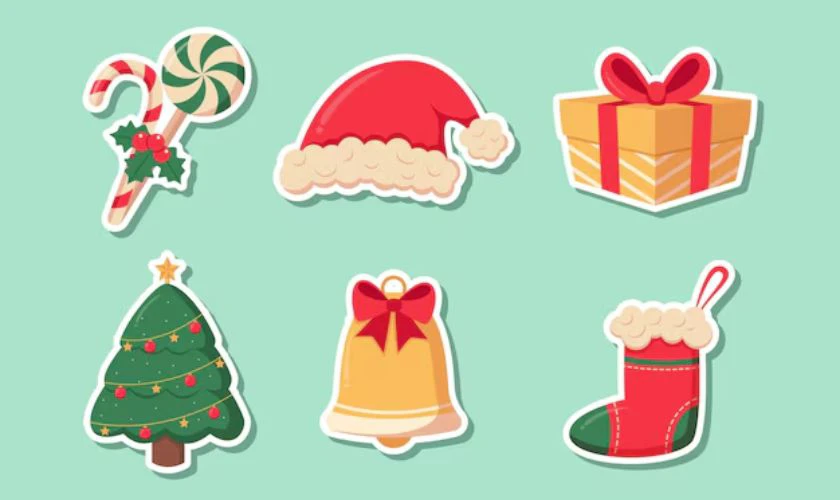 Sticker Gi&aacute;ng sinh c&aacute;c biểu tượng Noel mới nhất