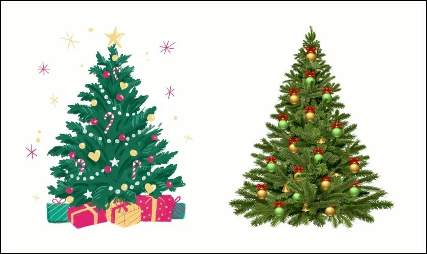 Sticker Gi&aacute;ng sinh h&igrave;nh c&acirc;y th&ocirc;ng Noel đơn giản