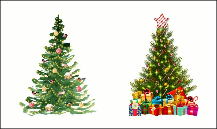 Sticker Gi&aacute;ng sinh h&igrave;nh c&acirc;y th&ocirc;ng Noel xinh