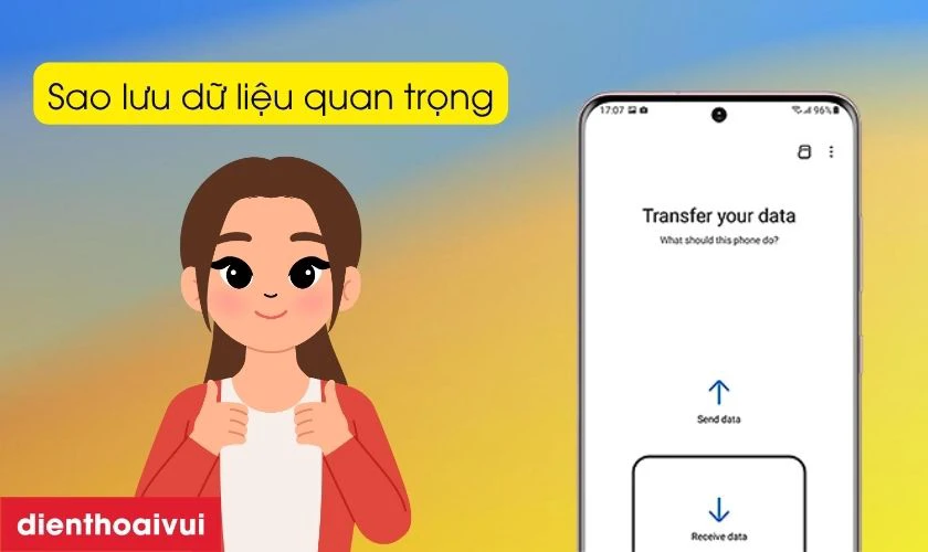 Sao lưu dữ liệu quan trọng trước khi thực hiện để tr&aacute;nh rủi ro mất dữ liệu