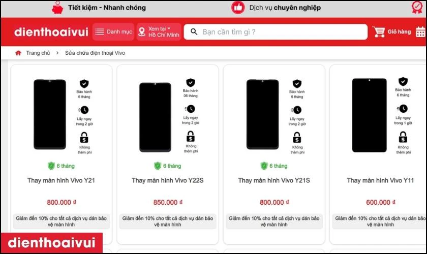 Điện Thoại Vui nhận sửa chữa cho c&aacute;c d&ograve;ng điện thoại Vivo n&agrave;o?