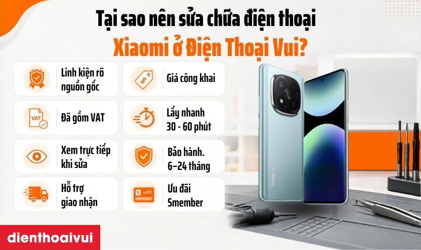 Tại sao n&ecirc;n sửa chữa điện thoại Xiaomi ở Điện Thoại Vui