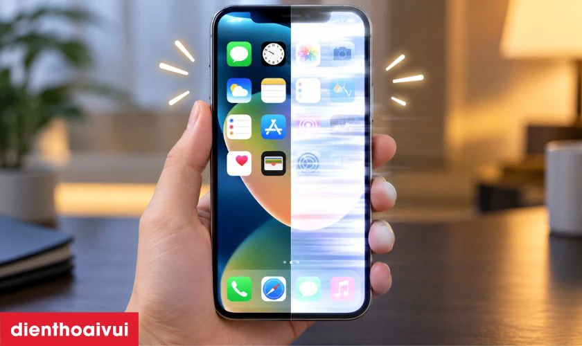 Sửa hiển thị m&agrave;n h&igrave;nh iPhone 13 Pro khi h&igrave;nh ảnh nhấp nh&aacute;y
