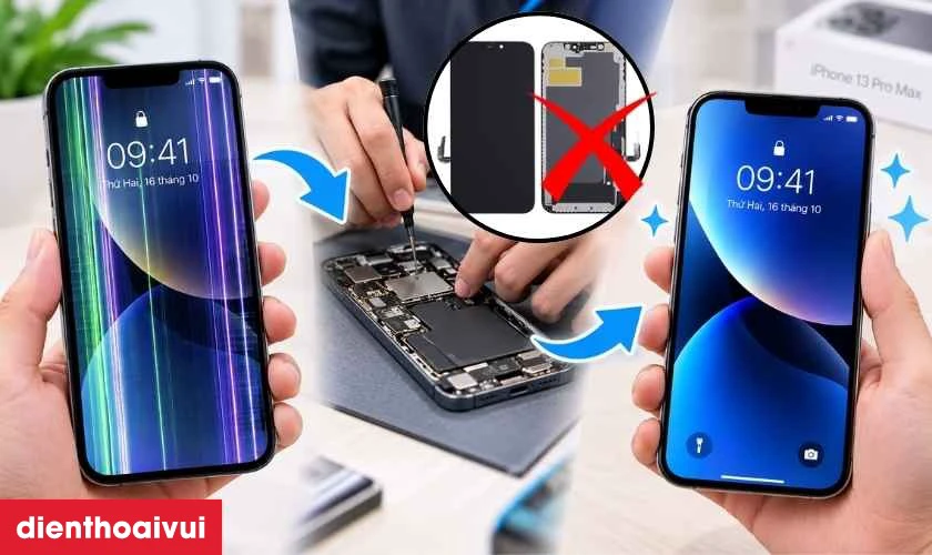 Sửa hiển thị màn hình iPhone 13 Pro Max có cần thay màn hình không?