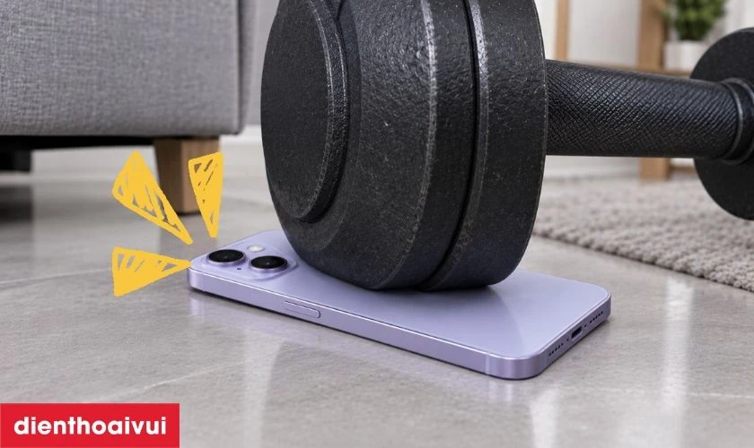 Điện thoại bị cấn hoặc chịu lực đ&egrave; l&ecirc;n m&agrave;n h&igrave;nh