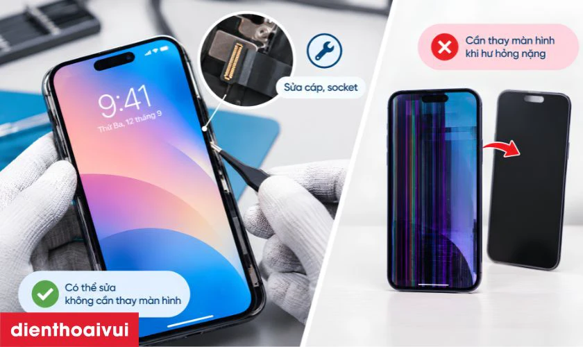 C&oacute; thể sửa hiển thị m&agrave;n h&igrave;nh iPhone 15 m&agrave; kh&ocirc;ng cần thay m&agrave;n h&igrave;nh kh&ocirc;ng?
