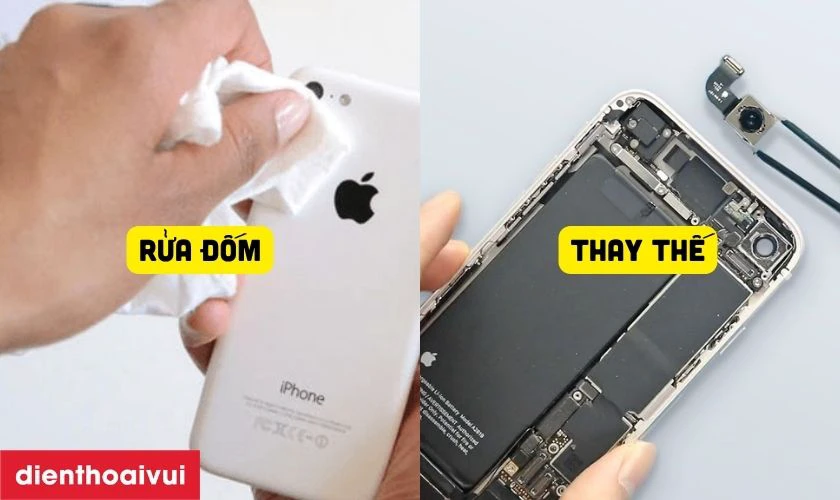 Kh&aacute;c biệt giữa rửa đốm v&agrave; thay camera sau mới