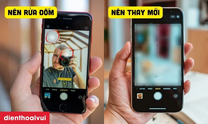Trường hợp n&ecirc;n rửa, trường hợp n&ecirc;n thay camera