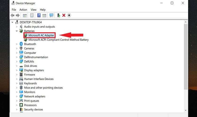 Chọn v&agrave;o Microsoft AC Adapter