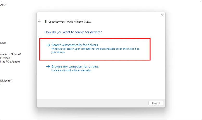 Nhấn chọn Search automatically for updated driver software