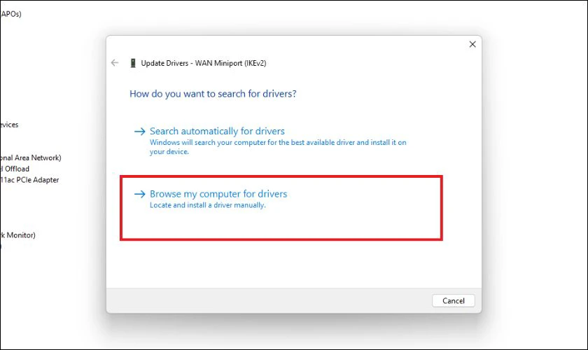 Chọn Browse my computer for driver software