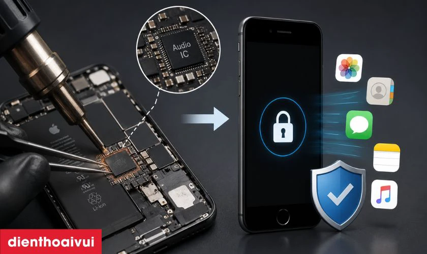 Sửa main - IC audio iPhone SE 2020 c&oacute; mất dữ liệu kh&ocirc;ng?