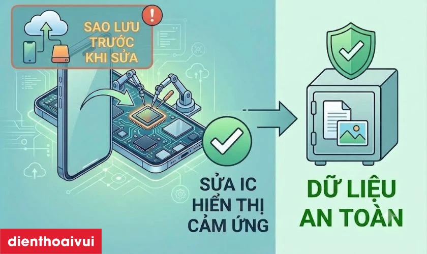 Th&ocirc;ng thường, việc sửa main IC hiển thị cảm ứng kh&ocirc;ng l&agrave;m mất dữ liệu