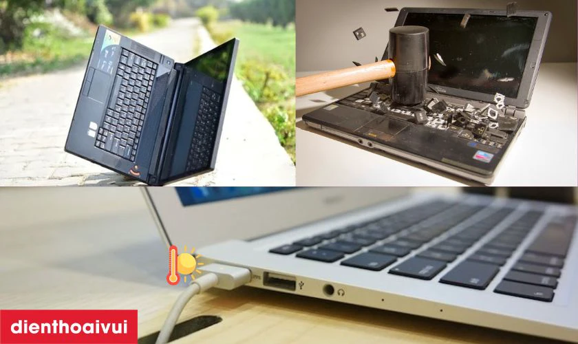 MacBook bị va đập, t&aacute;c động lực qu&aacute; mạnh