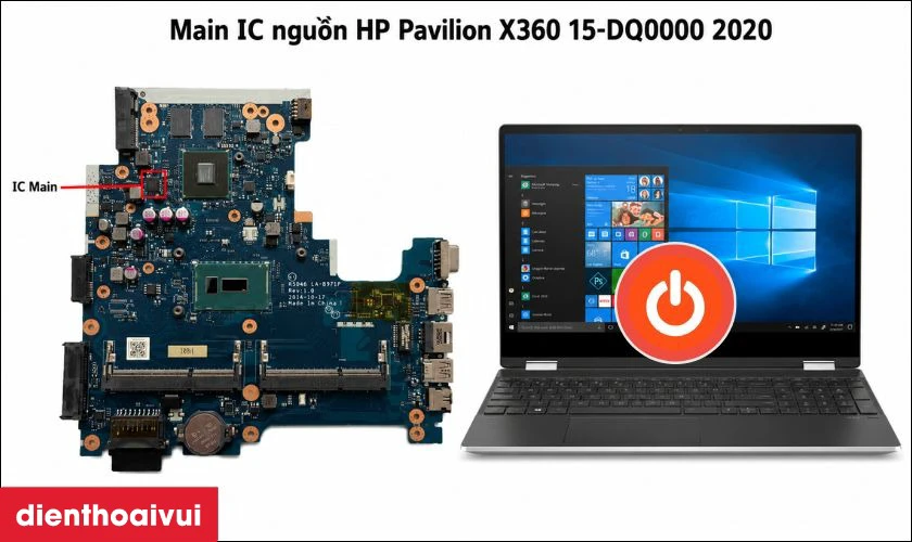 Sửa main - Lỗi IC nguồn HP Pavilion X360 15-DQ0000 2020 lấy liền