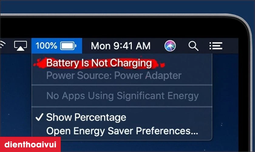 Thông báo lỗi pin hoặc nguồn trên macOS khi kết nối sạc