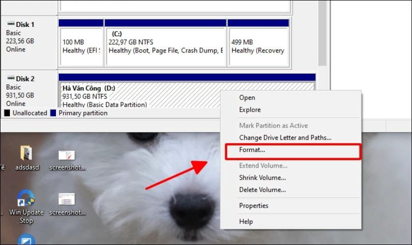Nhấn chuột phải v&agrave;o ổ đĩa muốn format rồi chọn Format